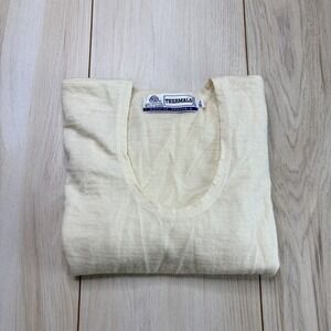 VTG Woolmark Women's Thermals Brand Crewneck T Shirt Beige Size XS